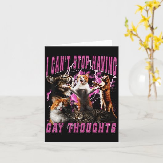 Carte I Can't Stop Having Gay Thoughts Funny Cat Meme Bo (Fleur jaune)
