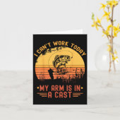 Carte I Can't Work Today My Arm In A Cast Funny Fishing (Fleur jaune)