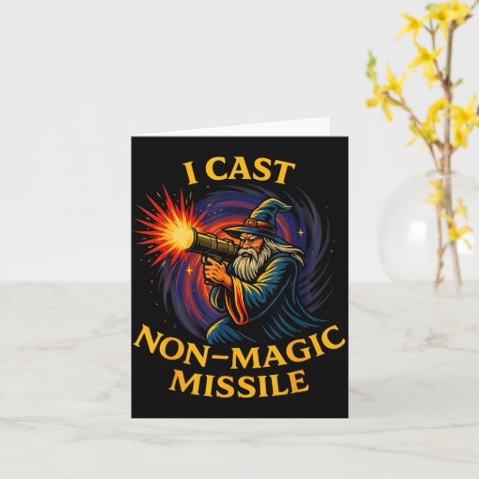 Carte I Cast Non-magic Missile Funny Wizard Parody Meme  (Fleur jaune)
