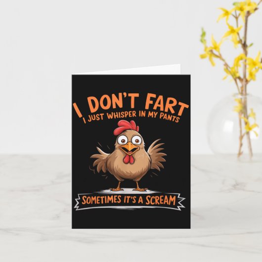 Carte I Don't Fart I Whisper In My Pants - Funny Chicken (Fleur jaune)