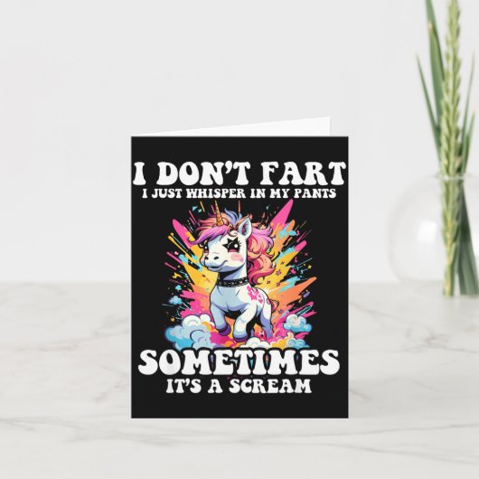 Carte I Don't Fart I Whisper In My Pants - Funny Unicorn (Devant)