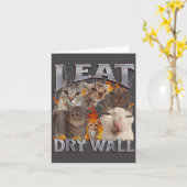 Carte I Eat Drywall Funny Cat Meme Bootleg Graphic (Fleur jaune)