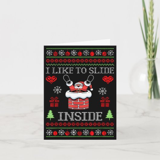Carte I Like To Slide Inside Funny Santa Couple Matching (Devant)