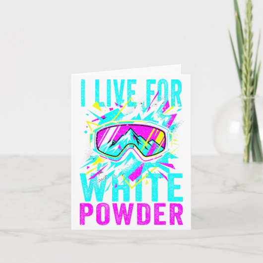 Carte I Live For White Wder 80s 90s Retro Skiing Snowboa (Devant)