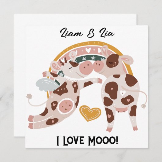 Carte I Looo Mooo Cute Cow Customisé Cadeau Lui (Devant / Derrière)