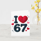 Carte I Love 67 Cute Cozy 67 Knitted Yarn Pattern 67 Mem (Fleur jaune)