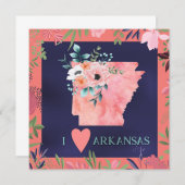 Carte I Love Arkansas, aquarelle florale, (Devant / Derrière)
