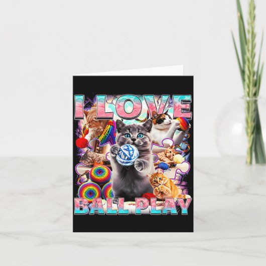 Carte I Love Ball Play Cute Cats Roll Of Wool Kitty For  (Devant)