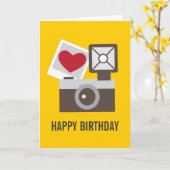 Carte I Love Camera Vintage (Fleur jaune)