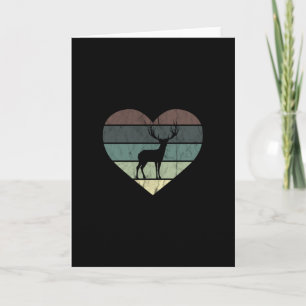 Carte I Love Deer Coeur rétro pour chasseur