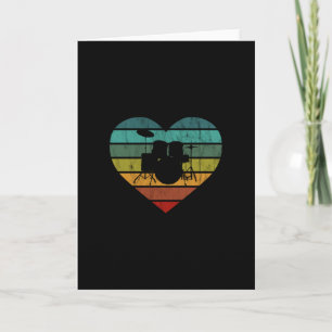 Carte I Love Drums Retro Heart