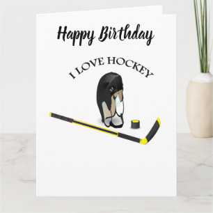 Carte I Love hockey conception personnalisée avec bâton