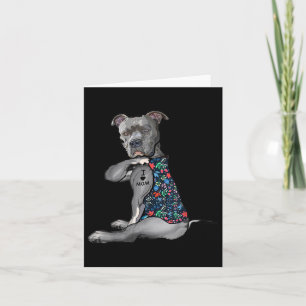Carte I Love Maman Funny Pitbull Chien Tatouage Fleur Mè