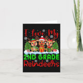 Carte I Love My 2nd Grade Reindeers Noël Enseignant St (Devant)