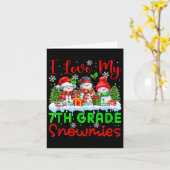 Carte I Love My 7th Grade Snowmies Enseignant de Noël St (Fleur jaune)