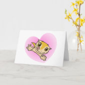 Carte "I Love My Crestie" Cute Crested Gecko Heart (Fleur jaune)
