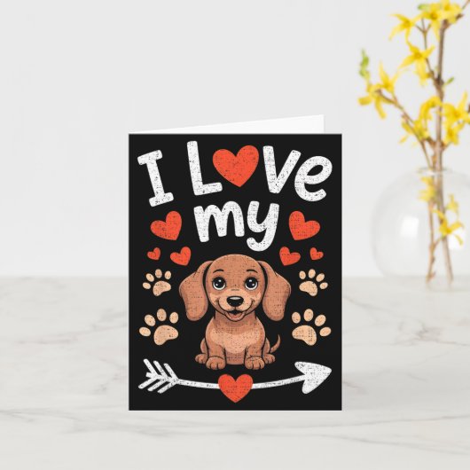 Carte I Love My Dachshund - Wiener Dog Trainer Breeder P (Fleur jaune)