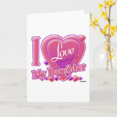 Carte I Love My Daughter rose/violet - coeur (Fleur jaune)