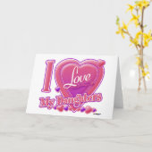 Carte I Love My Daughters rose/violet - coeur (Fleur jaune)