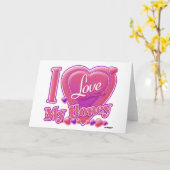 Carte I Love My Honey rose/violet - coeur (Fleur jaune)