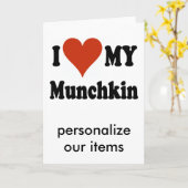 Carte I Love My Munchkin Cat Cadeaux et Vêtements (Fleur jaune)