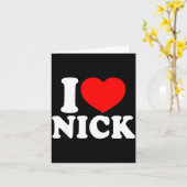 Carte I Love Nick, I Heart Nick Name, Red Heart Valentin (Fleur jaune)