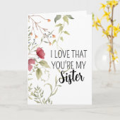 Carte I Love That You’re My Sister – Floral (Fleur jaune)