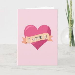 Carte « I Love U » en forme de cœur