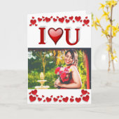 Carte I Love U red Valentines Day photo (Fleur jaune)
