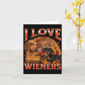Carte I Love Wieners Funny Offensive Dachshund Bootleg G (Fleur jaune)