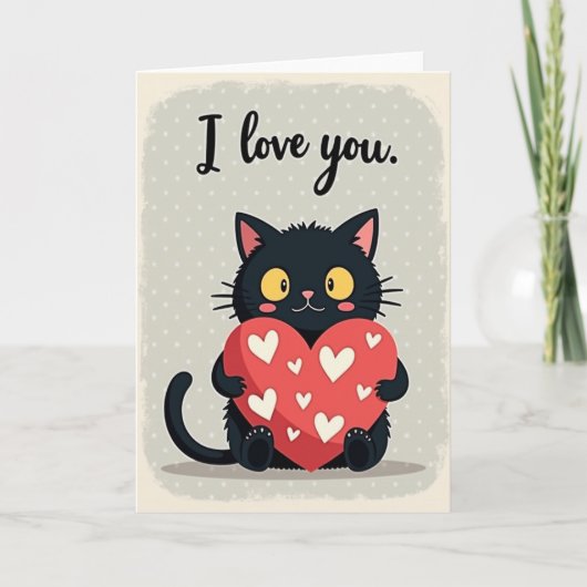 Carte I Love You Black Cat Card (Devant)