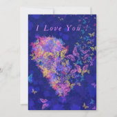 Carte I Love You Card Papillon Coeur Romantique Amour (Devant)