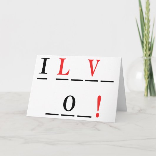 Carte I Love You-Hangman Style par Shirley Taylor (Devant)
