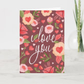 Carte I Love You Heureuse Sainte-Valentin Floral Aquarel (Devant)
