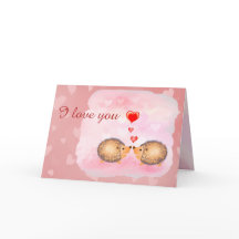I LOVE YOU mignon baiser rose hégéhogs valentine