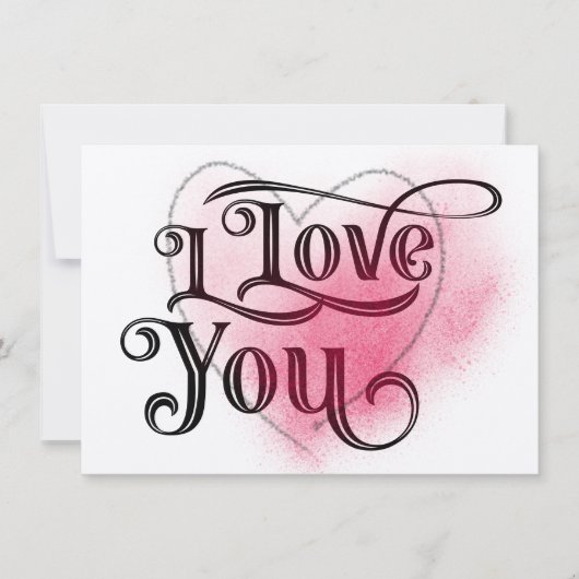 Carte I Love You Modern Light Heart Graphic Texte Élégan (Devant)