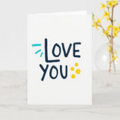 Carte I Love You Navy Teal Art Card (Fleur jaune)
