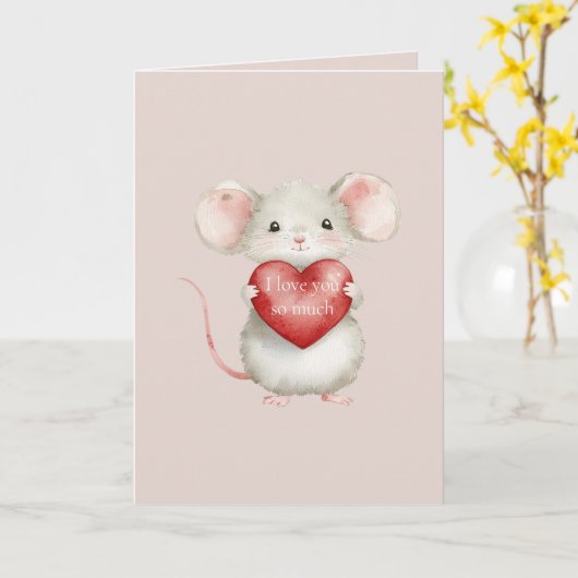 Carte I Love You So Much Mouse (Fleur jaune)