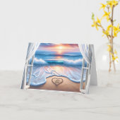 Carte I Love You Text In Beach Sand for Anniversary (Fleur jaune)