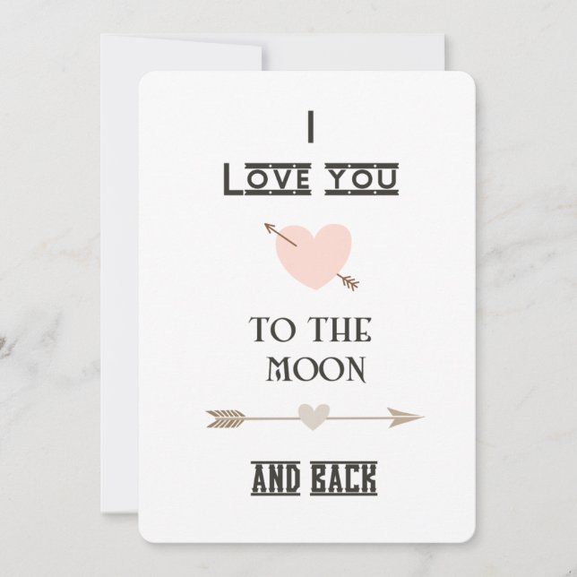 Carte I love you to the moon and back (Devant)