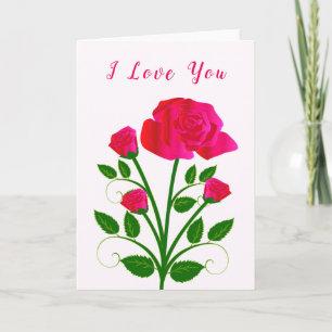 Carte I Love You Valentine's Day Card Roses romantiques
