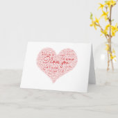 Carte I Love You Word Cloud Coeur rouge Saint Valentin (Fleur jaune)