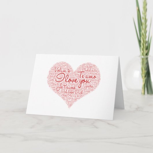 Carte I Love You Word Cloud Coeur rouge Saint Valentin (Devant)