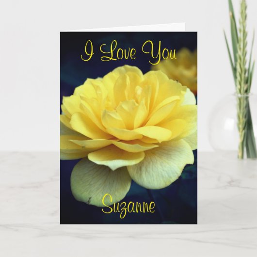 Carte I Love You Yellow Rose Flower Personnalisé (Devant)