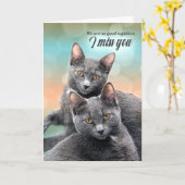 Carte I Miss You Two Gray Cats (Fleur jaune)