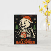 Carte I Prefer Halloween Tree Bear Skeleton Christmas Wo (Fleur jaune)