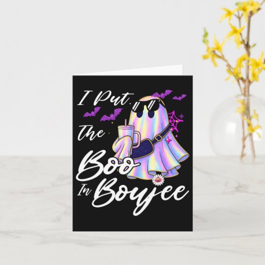 Carte I Put The Boo In Boujee Funny Leopard Boujie Ghost (Fleur jaune)