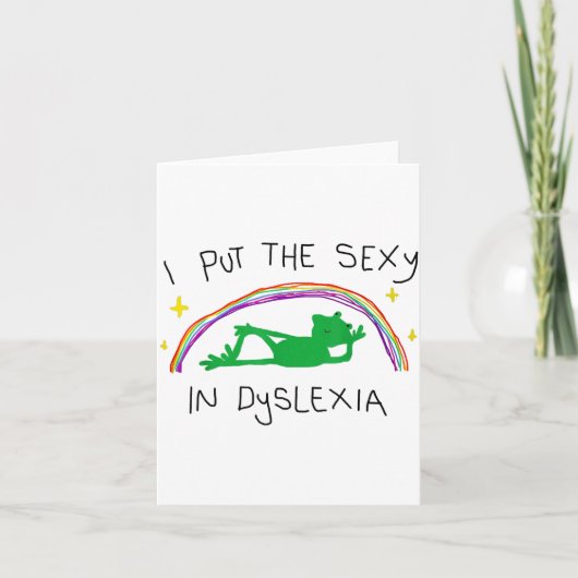 Carte I Put The Y In Dyslexia Funny Cute Frog Saying Quo (Devant)