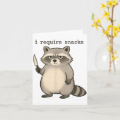 Carte I Require Snacks Funny Mpy Raccoon Trash Meme Snac (Fleur jaune)