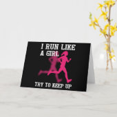 Carte I Run Like a Girl Try to Keep Up (Fleur jaune)